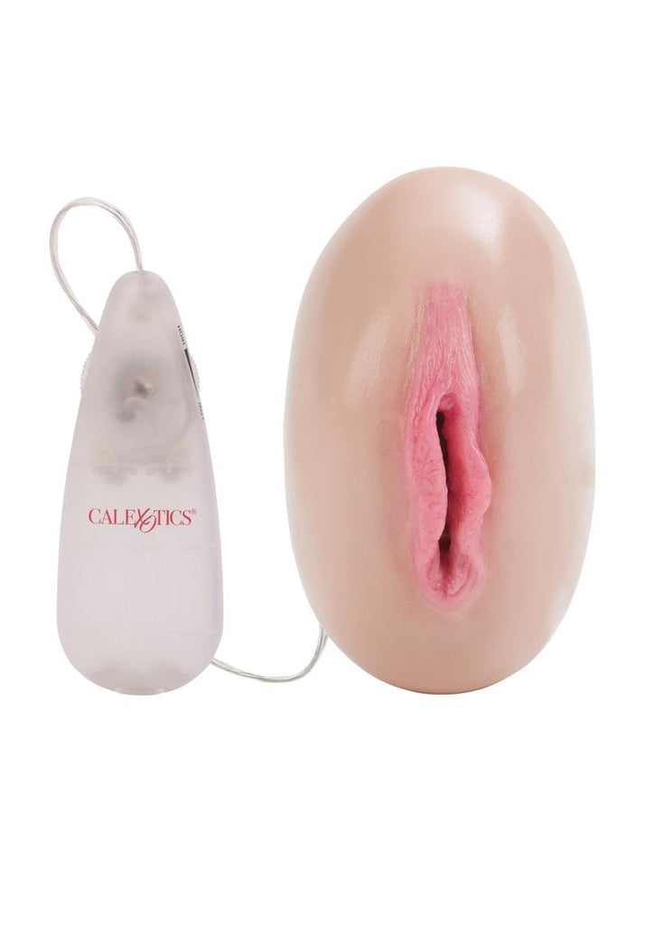 Sultry Vibro Vibrating Masturbator with Bullet and Remote Control - Pussy - Flesh/Vanilla