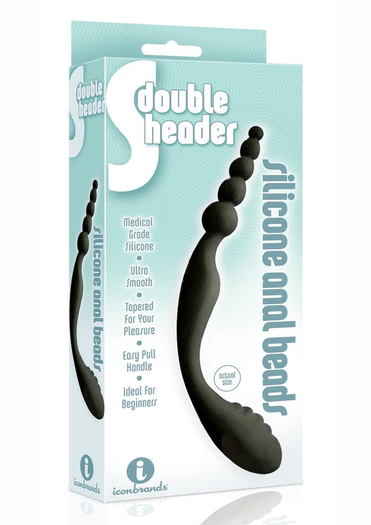 The 9's - S-Double Header Double Ended Silicone Anal Beads - Black
