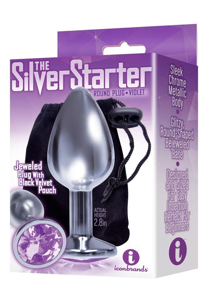 The 9's - The Silver Starter Bejeweled Stainless Steel Plug - Purple/Violet