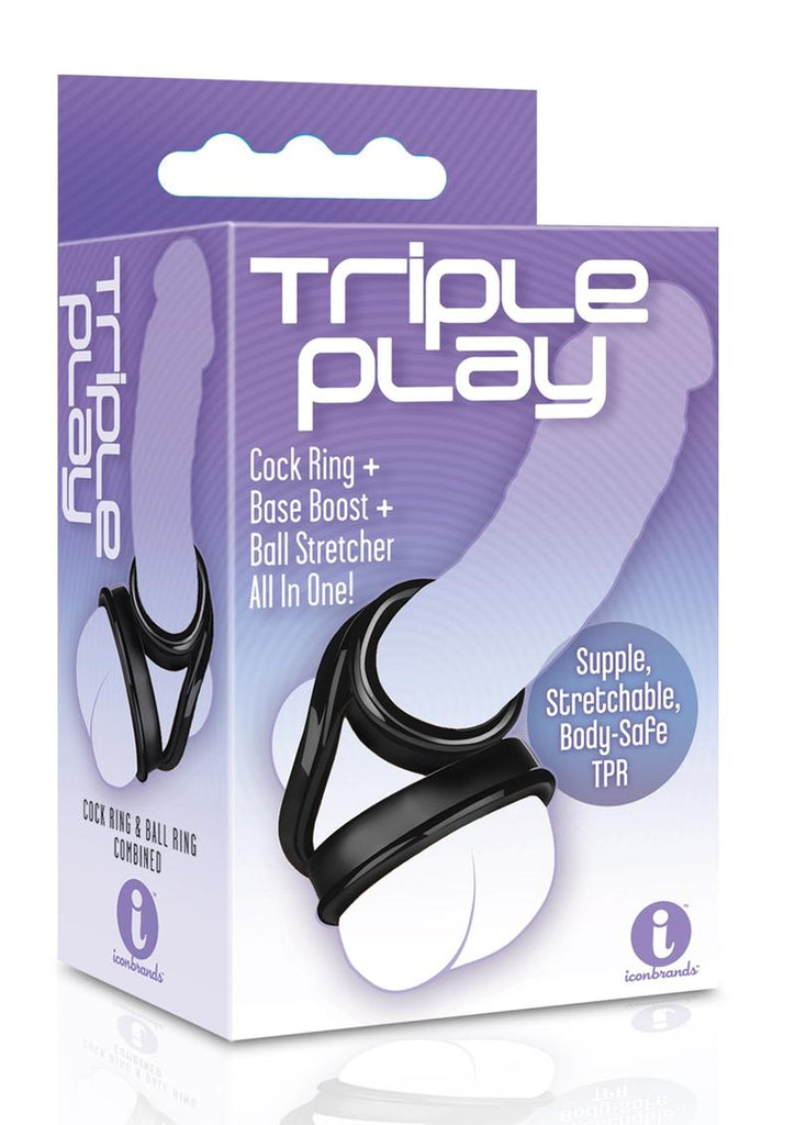 The 9's - Triple Play Cock Ring - Black