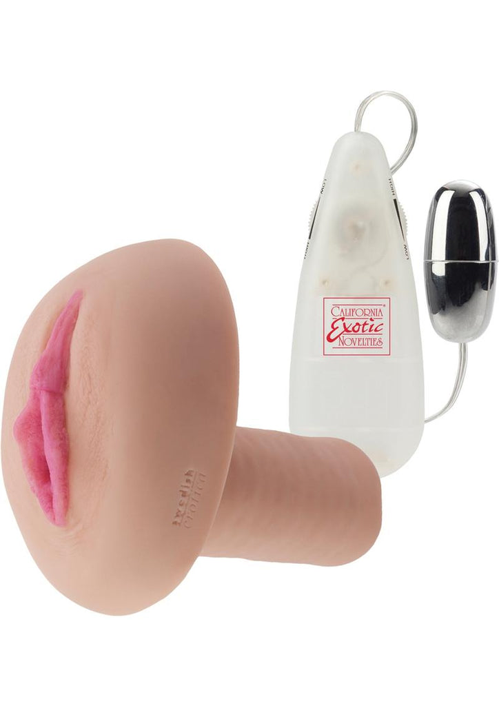 The Blonde Starlet Vibrating Masturbator with Remote Control - Pussy - Flesh/Vanilla