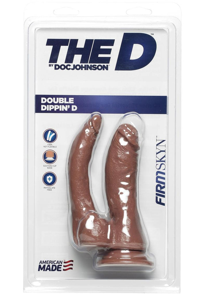 The D Double Dippin D Firmskyn Dildo - Brown/Caramel