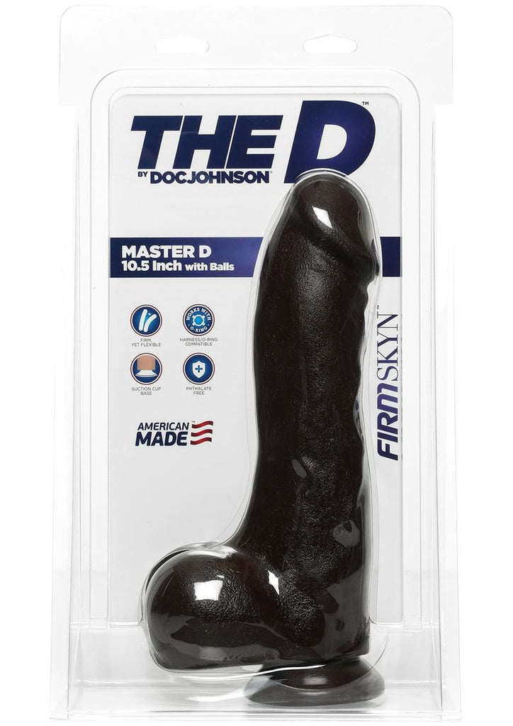 The D Master D Firmskyn Dildo with Balls - Black/Chocolate - 10.5in