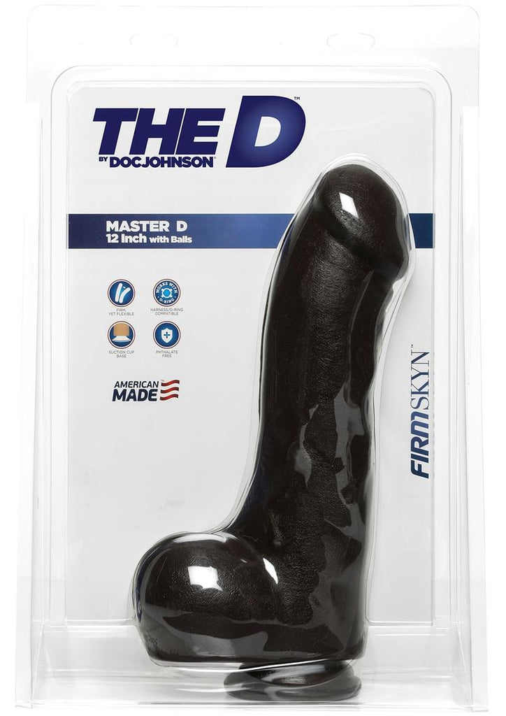 The D Master D Firmskyn Dildo with Balls - Black/Chocolate - 12in