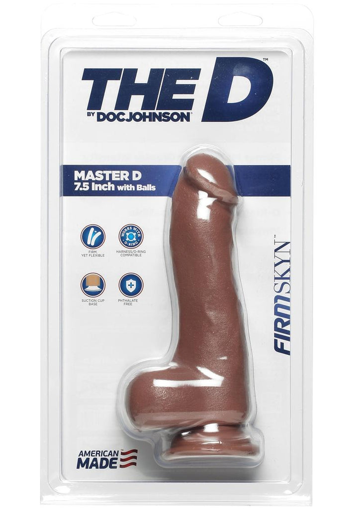 The D Master D Firmskyn Dildo with Balls - Brown/Caramel - 7.5in