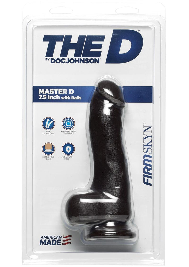 The D Master D Firmskyn Dildo with Balls - Black/Chocolate - 7.5in