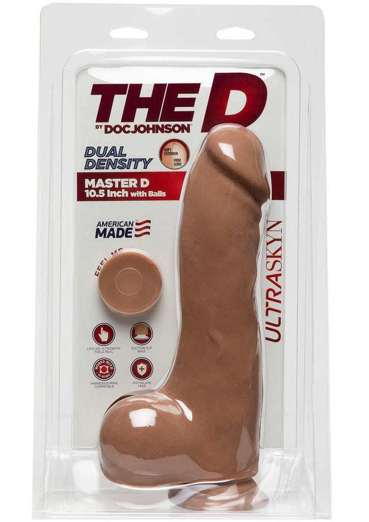 The D Master D Ultraskyn Dildo with Balls - Brown/Caramel - 10.5in