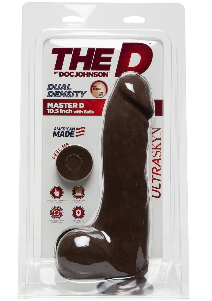 The D Master D Ultraskyn Dildo with Balls - Black/Chocolate - 10.5in