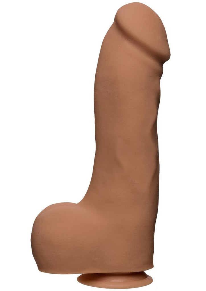 The D Master D Ultraskyn Dildo with Balls - Brown/Caramel - 12in
