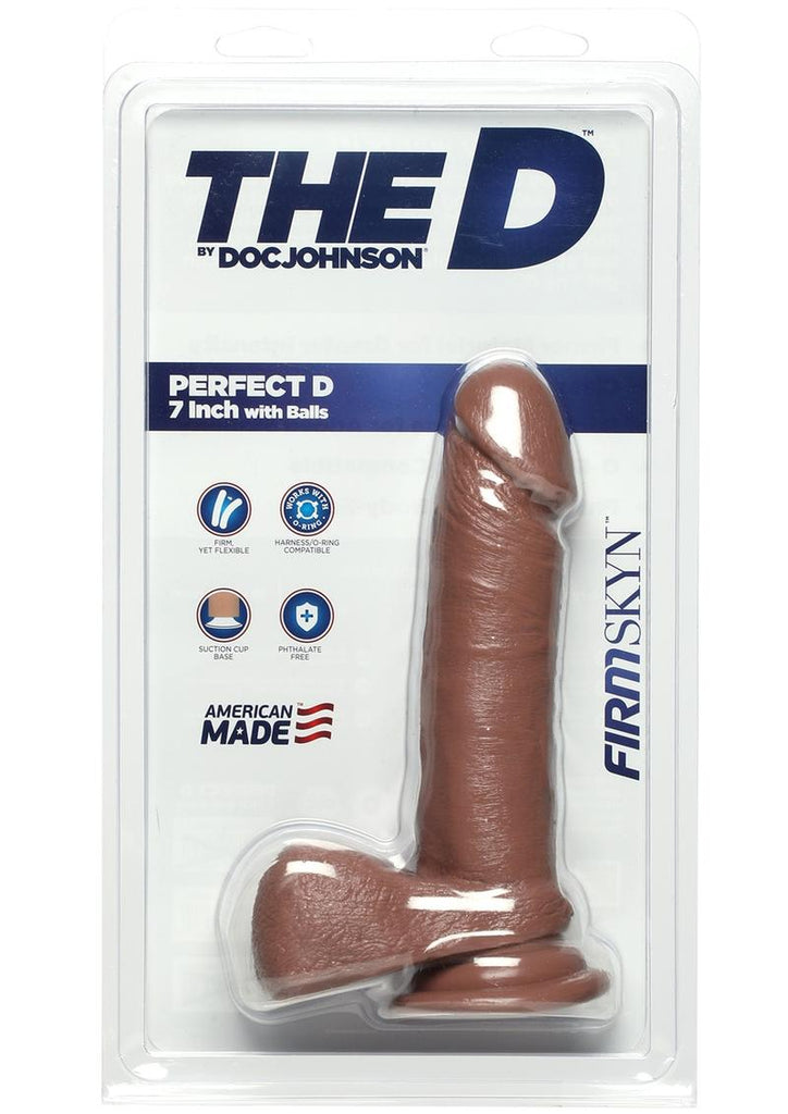The D Perfect D Firmskyn Dildo with Balls - Brown/Caramel - 7in