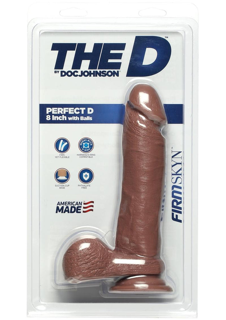 The D Perfect D Firmskyn Dildo with Balls - Brown/Caramel - 8in