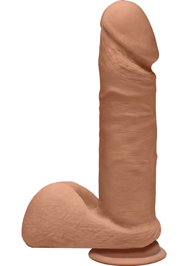 The D Perfect D Ultraskyn Dildo with Balls - Brown/Caramel - 7in