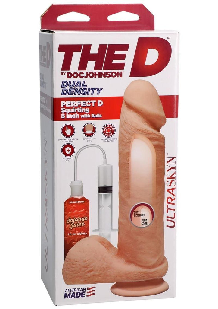 The D Perfect D Ultraskyn Squirting Dildo - Vanilla - 8in