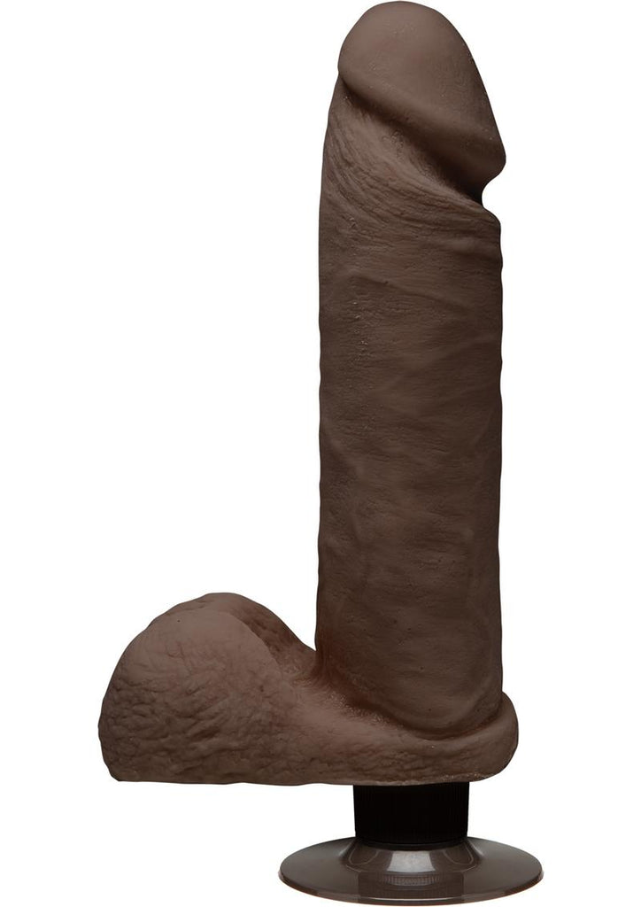 The D Perfect D Ultraskyn Vibrating Dildo with Balls - Chocolate - 8in