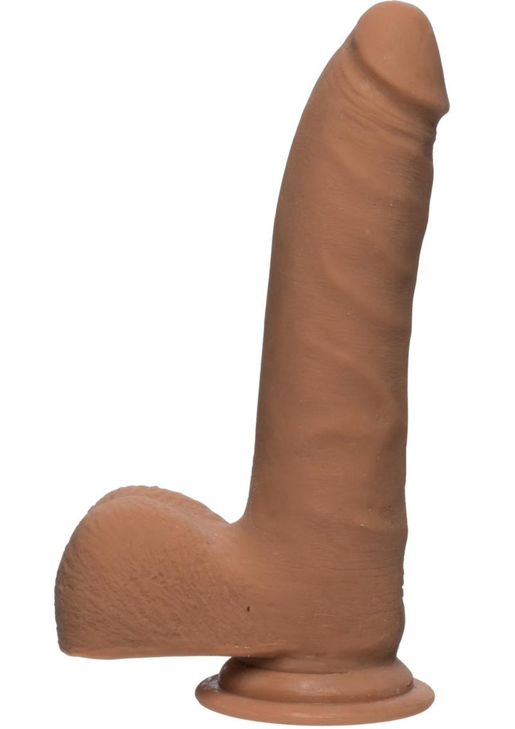 The D Realistic D Ultraskyn Slim Dildo with Balls - Brown/Caramel - 7in