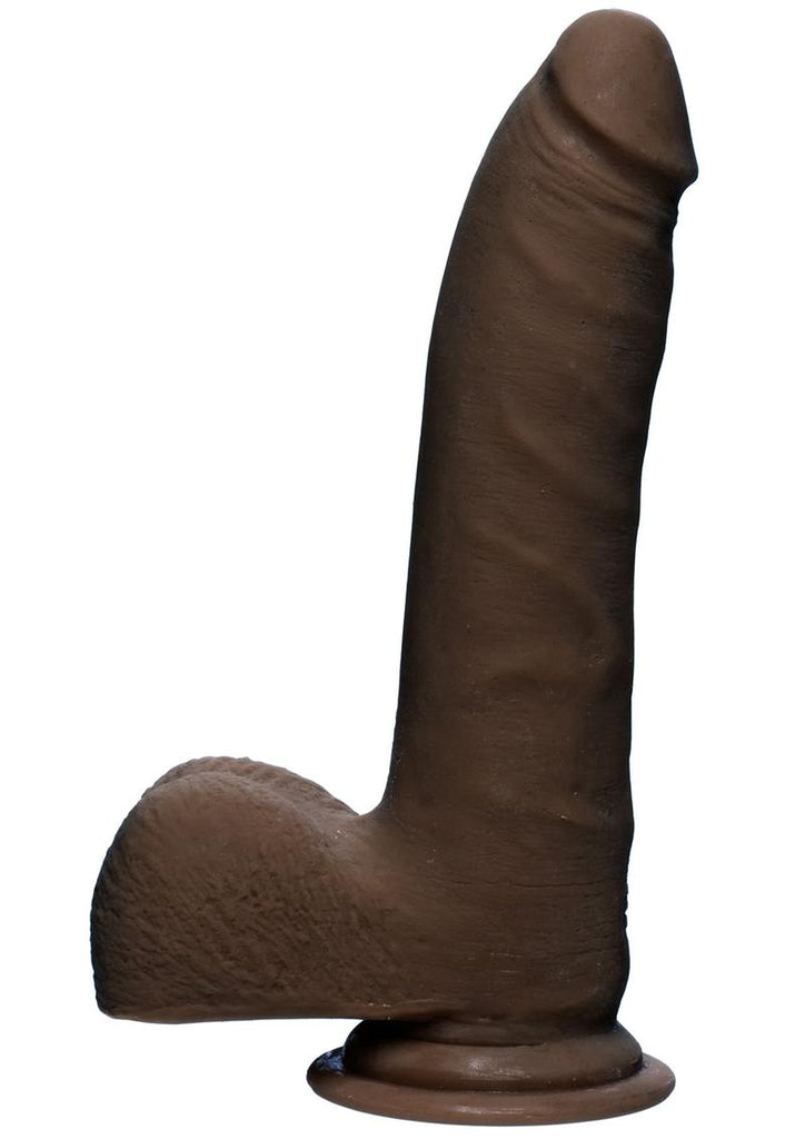 The D Realistic D Ultraskyn Slim Dildo with Balls - Black/Chocolate - 7in