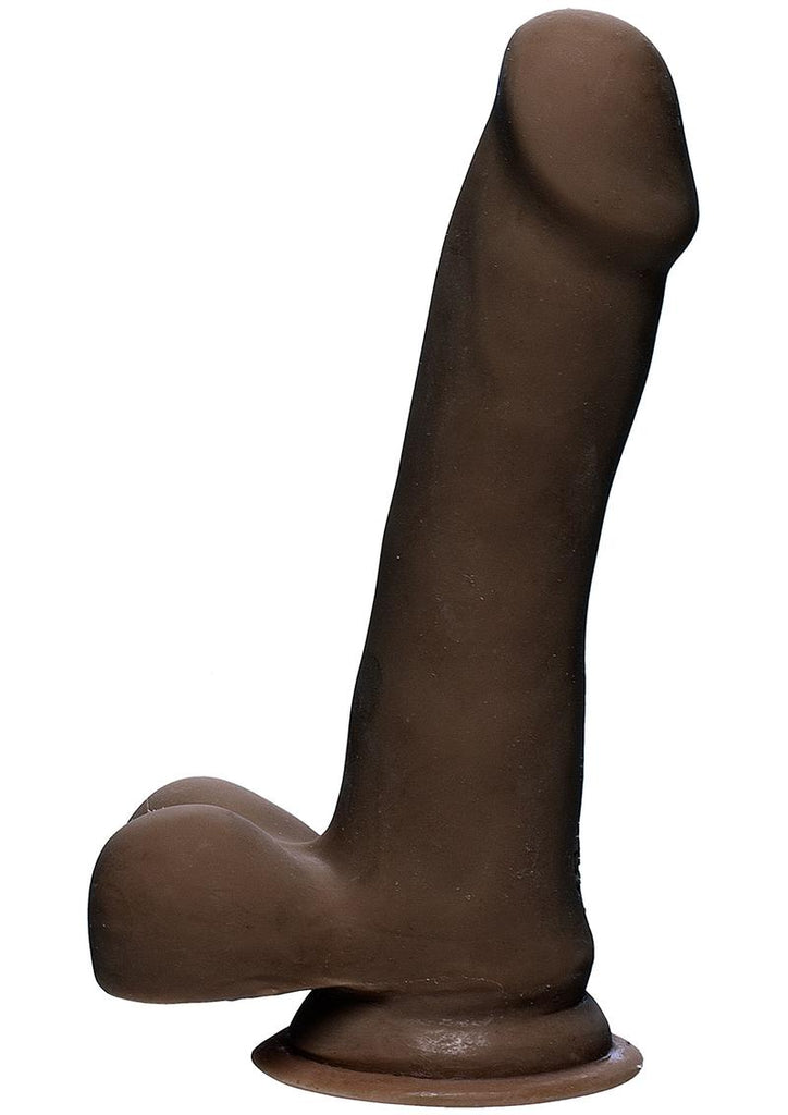The D Slim D Ultraskyn Dildo with Balls - Brown/Chocolate - 6.5in