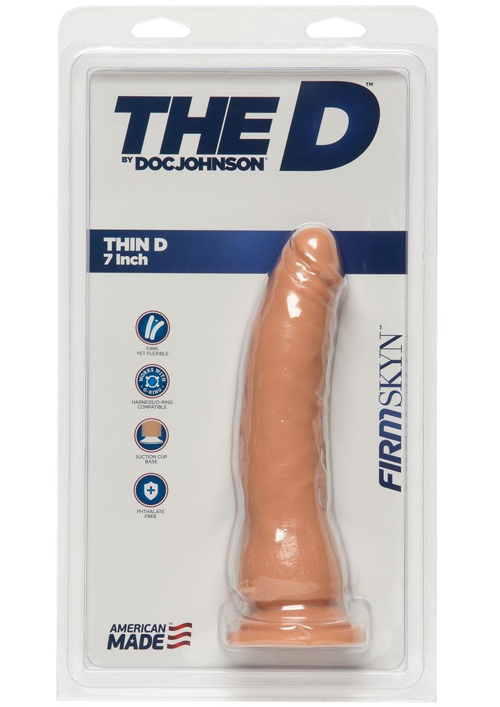 The D Thin D Firmskyn Dildo - Flesh/Vanilla - 7in