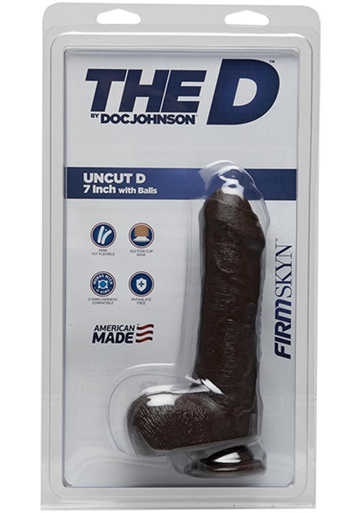 The D Uncut D Firmskyn Dildo with Balls - Black/Chocolate - 7in