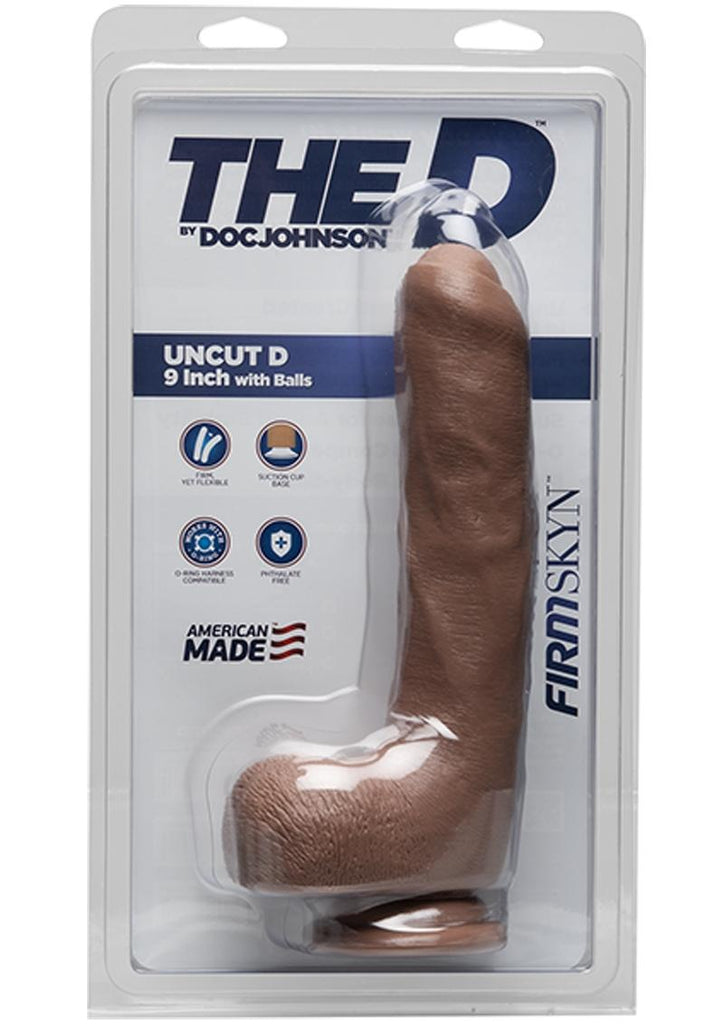The D Uncut D Firmskyn Dildo with Balls - Brown/Caramel - 9in
