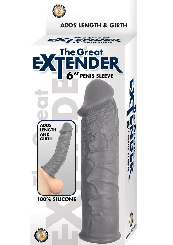 The Great Extender Silicone Penis Sleeve - Gray/Grey - 6in