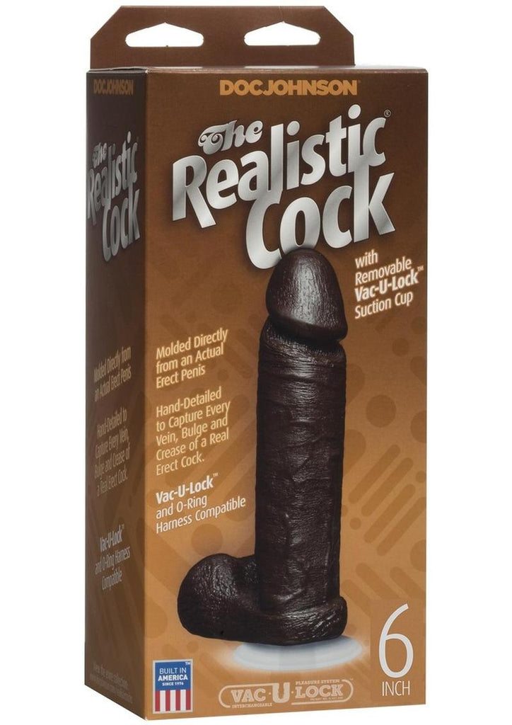The Realistic Cock Dildo - Black/Chocolate - 6in