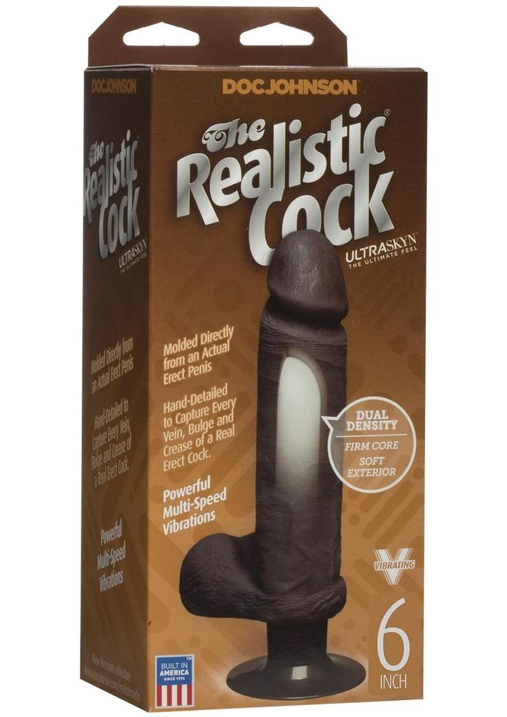 The Realistic Cock Ultraskyn Vibrating Dildo - Black/Chocolate - 6in