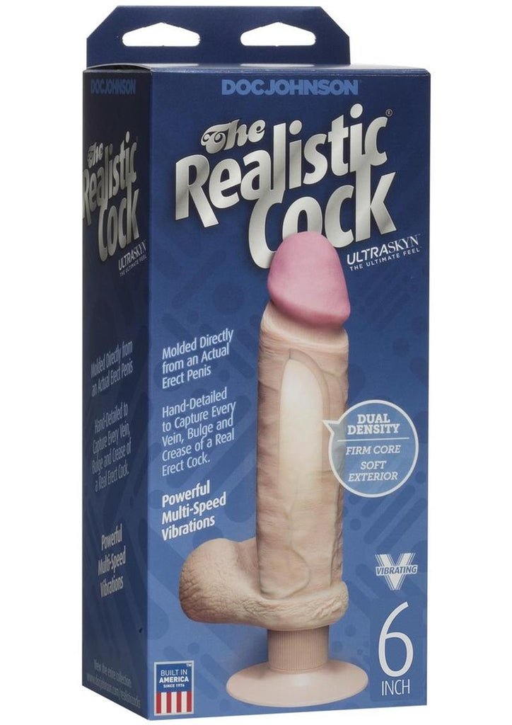 The Realistic Cock Ultraskyn Vibrating Dildo - Vanilla/White - 6in