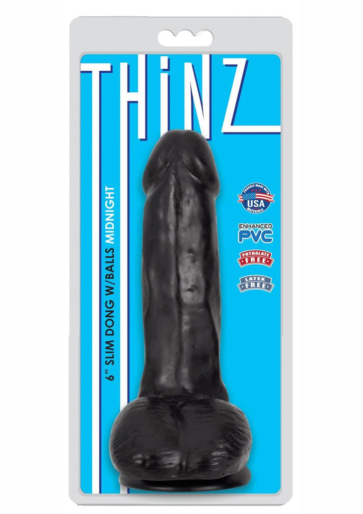 Thinz Slim Dong with Balls - Black - 6in