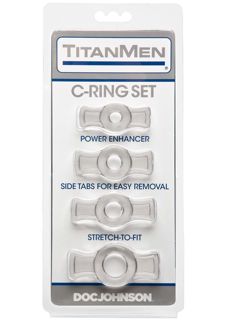 Titanmen Stretch-To-Fit Cock Rings - Clear - 4 Piece Kit