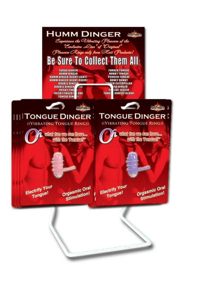 Tongue Dinger Night Stroker Vibrating Silicone Tongue Ring - Glow In The Dark - 12 Per Display
