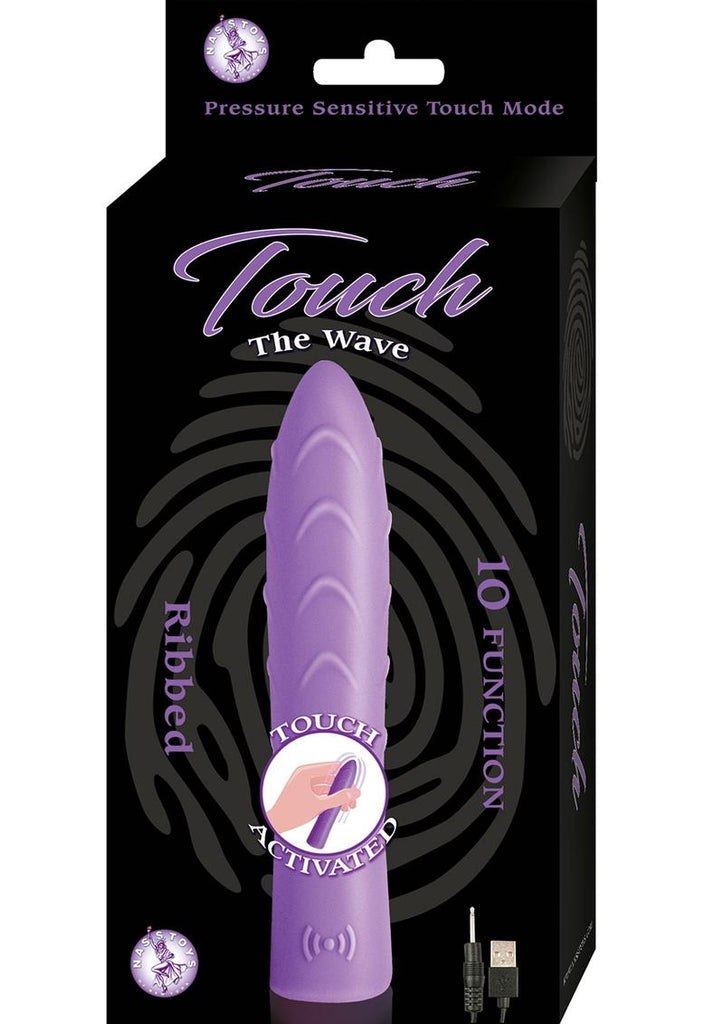 Touch The Wave Silicone Rechargabel Ribbed Bullet Vibrator - Lavender/Purple