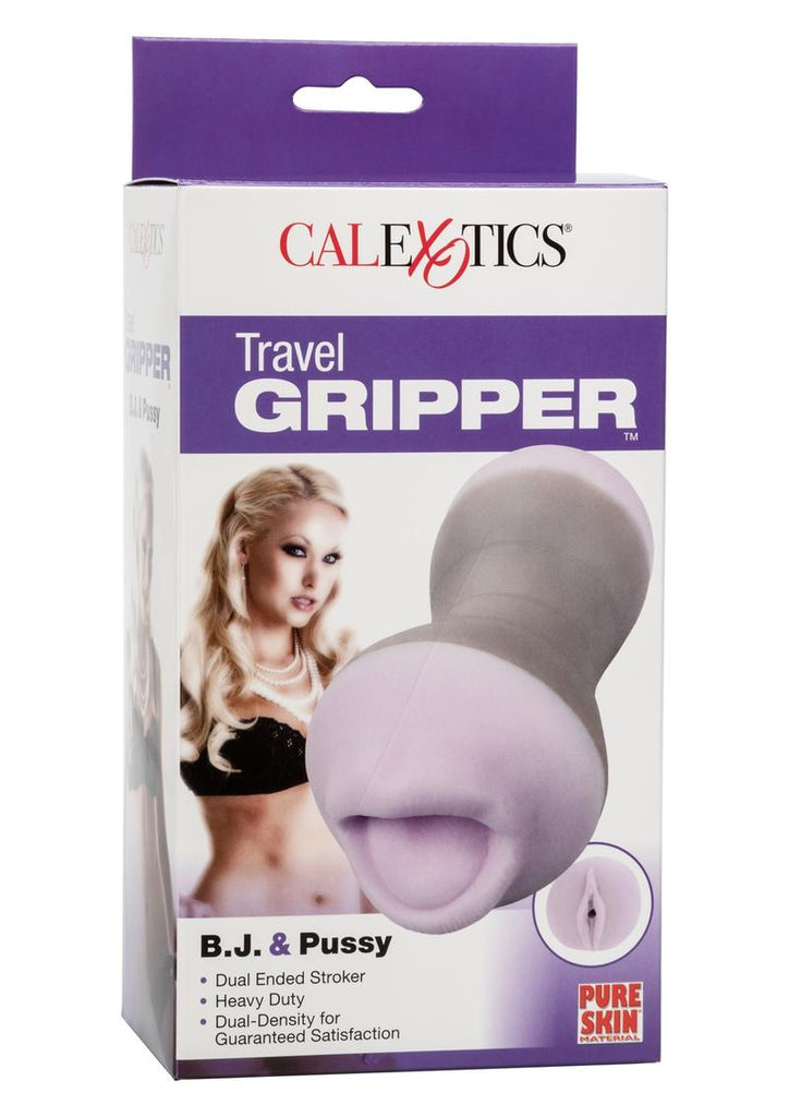 Travel Gripper Dual Density Stroker - Mouth and Pussy - Purple