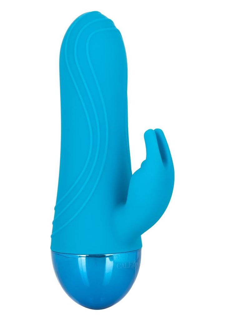 Tremble Please Rechargeable Dual Density Silicone Vibrator with Clitoral Stimulator - Blue