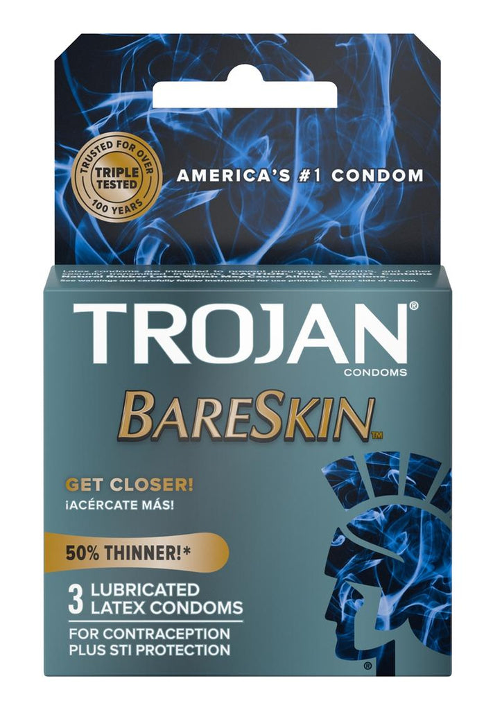 Trojan Bareskin Premium Lubricated Latex Condoms - 3-Pack