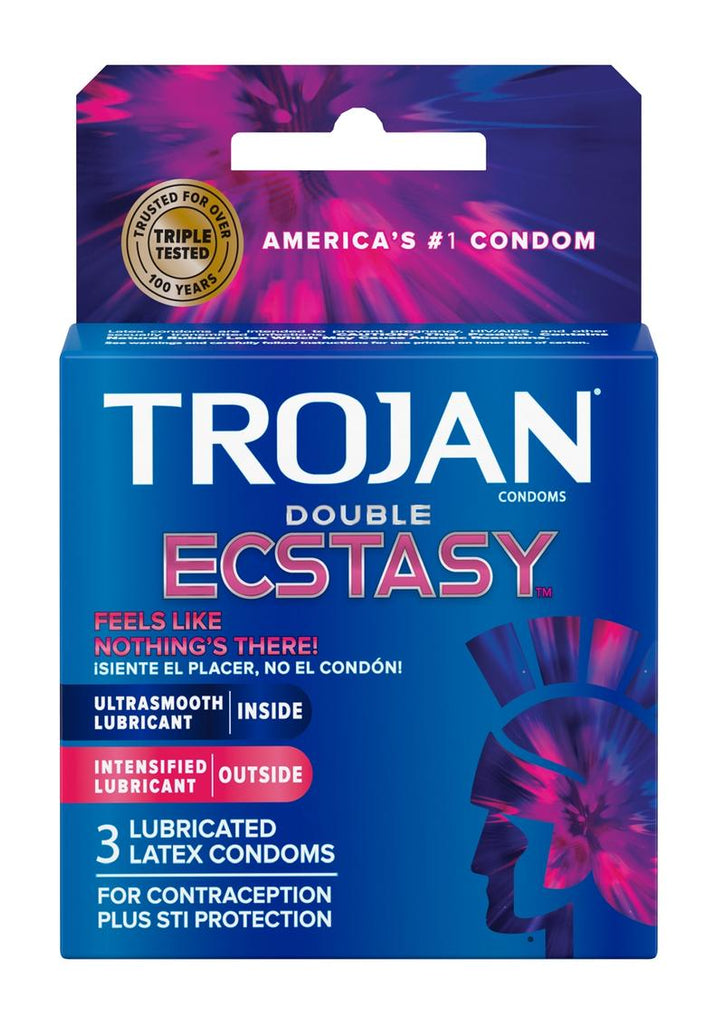 Trojan Double Ecstasy Condoms - 3 Pack