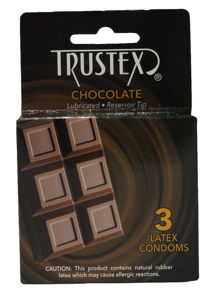 Truste Lubricated Reservoir Tip Flavored Latex Condom Chocolate - Chocolate - 3 Per Box