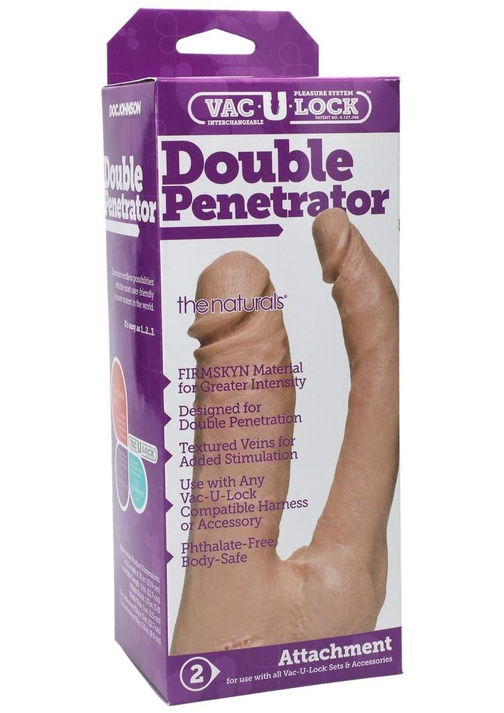 Vac-U-Lock The Naturals Double Penetrator Dildo - Flesh/Vanilla - 6in