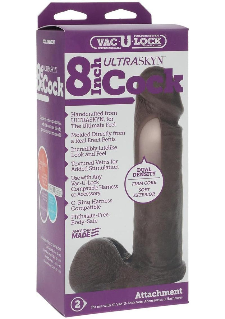 Vac-U-Lock Ultraskyn Dildo - Brown/Chocolate - 8in