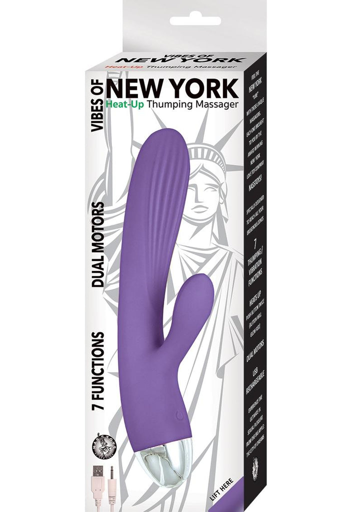 Vibes Of New York Heat Up Thumping Rechargeable Silicone Warming Vibrator - Purple