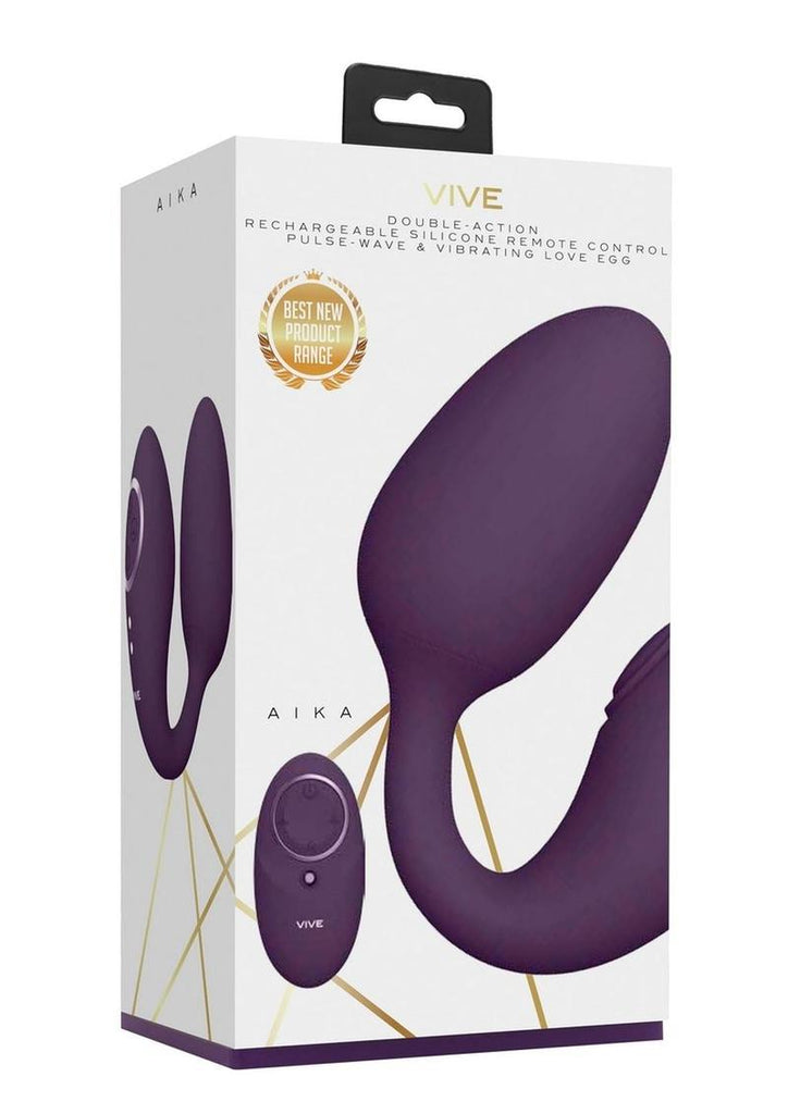 Vive Aika Rechargeable Silicone Pulse Wave and Vibrating Love Egg - Purple