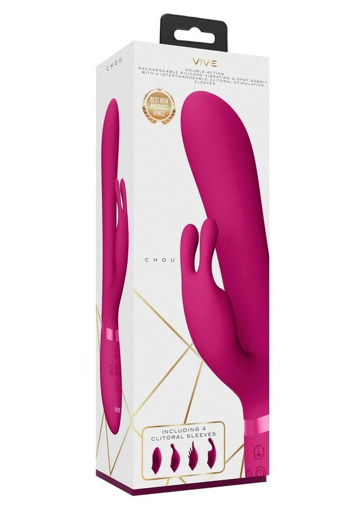Vive Chou Rechargeable Silicone G-Spot Rabbit and Clitoral Stimulator - Pink
