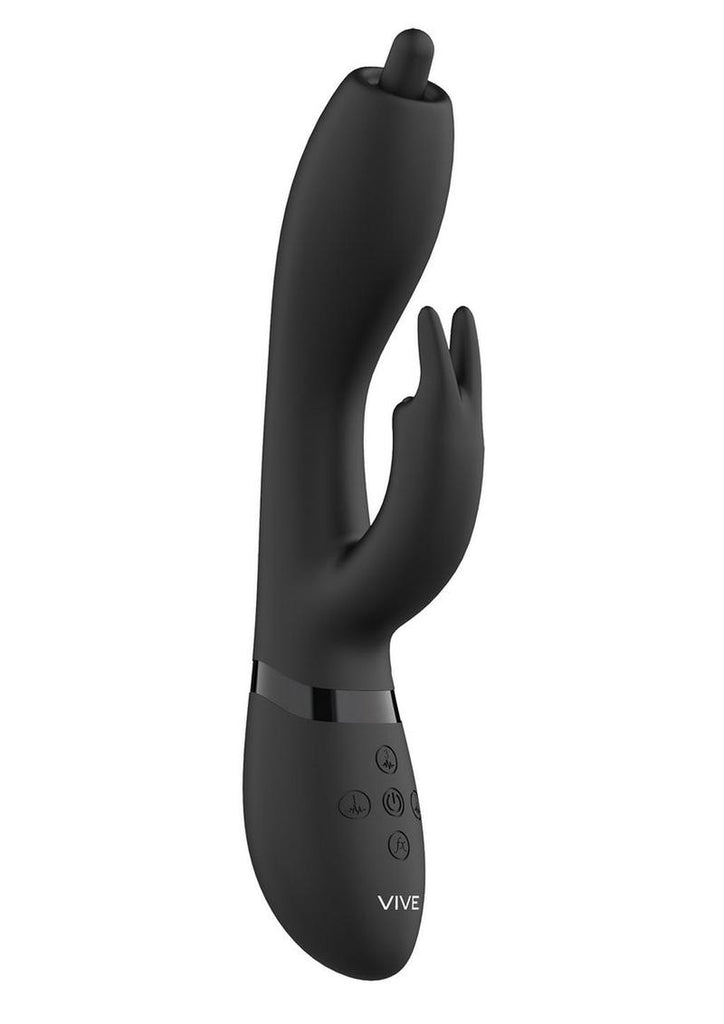 Vive Nilo Rechargeable Silicone Pinpoint Rotating G-Spot Rabbit Vibrator - Black