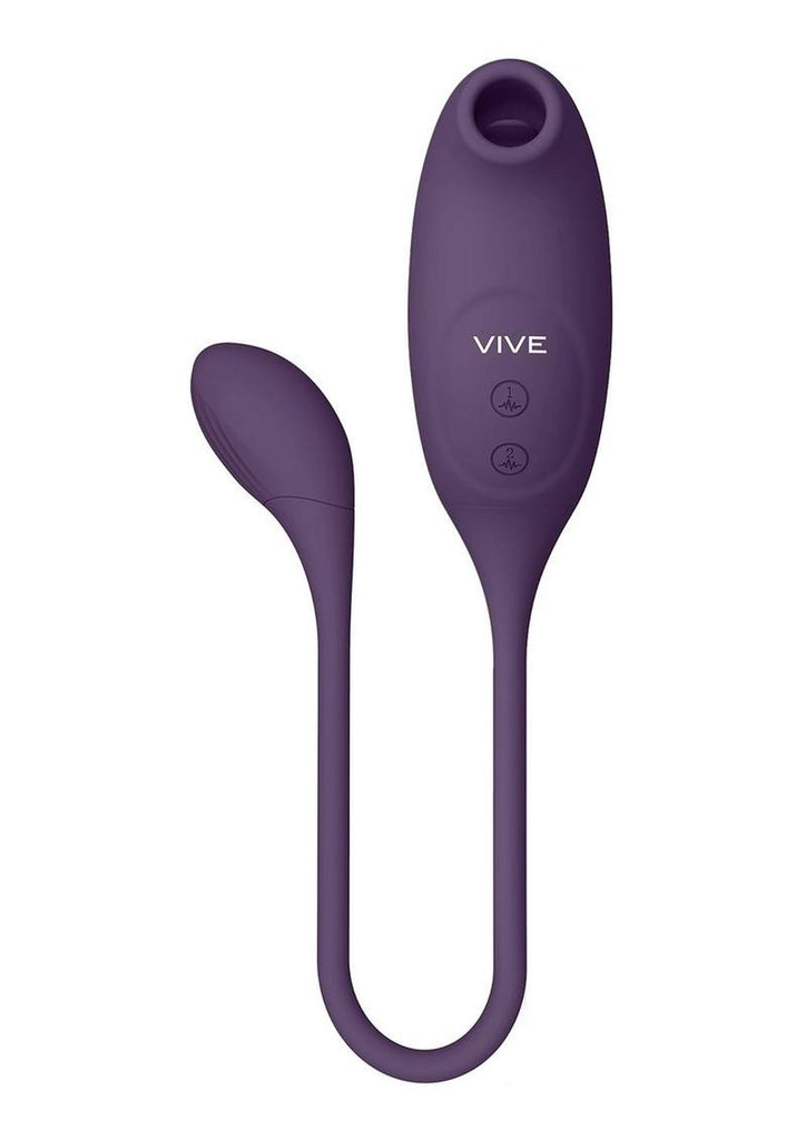 Vive Quino Air Wave and Vibrating Egg Rechargeable Silicone Vibrator - Purple