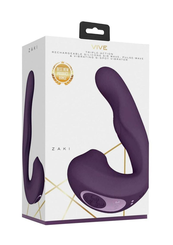 Vive Zaki Air Wave Pulse Wave and G-Spot Rechargeable Silicone Vibrator - Purple