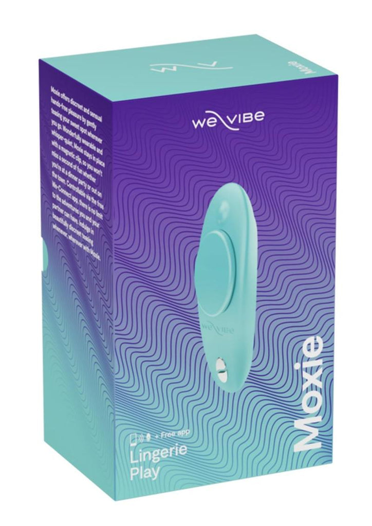 We-Vibe Moxie Wearable Rechargeable Silicone Panty Vibe Clitoral Stimulator - Aqua/Blue