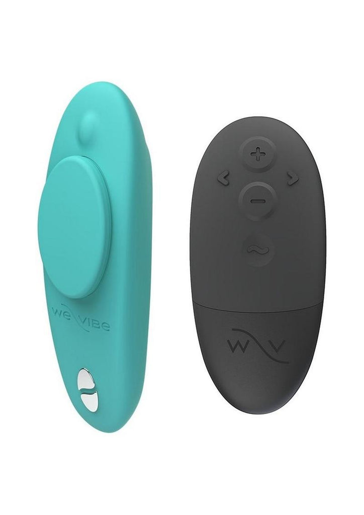 We-Vibe Moxie+ Wearable Rechargeable Silicone Panty Vibe Clitoral Stimulator with Remote - Aqua/Blue