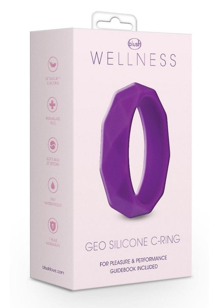 Wellness Geo Silicone Cock Ring - Purple