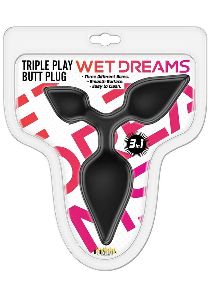 Wet Dreams Triple Play Butt Plug - Black