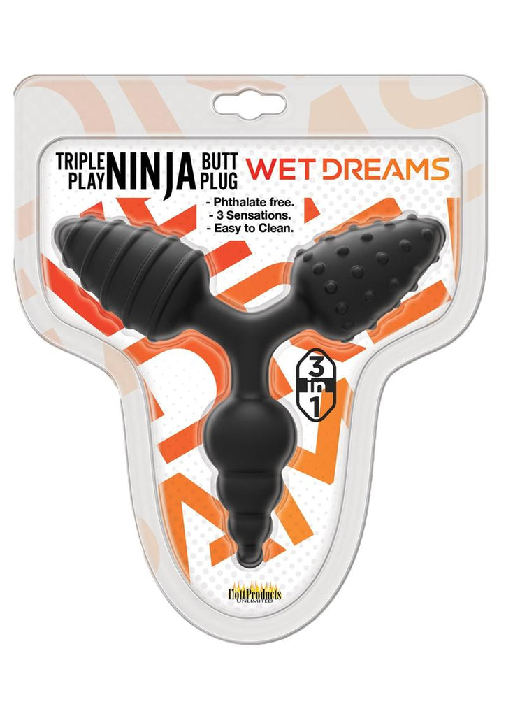 Wet Dreams Triple Play Ninja Butt Plug - Black